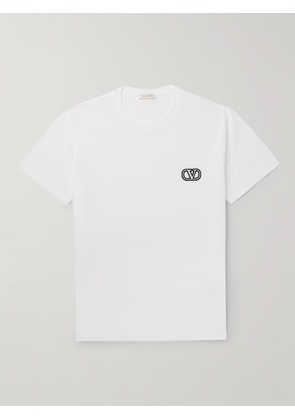 Valentino Garavani - Logo-Appliquéd Cotton-Jersey T-Shirt - Men - White - XS
