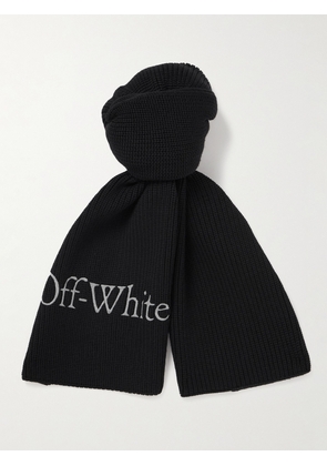 Off-White - Bookish Logo-Embroidered Virgin Wool Scarf - Men - Black