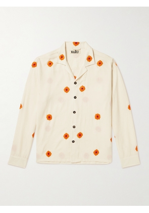 Kartik Research - Camp-Collar Embellished Embroidered Cotton Shirt - Men - White - S