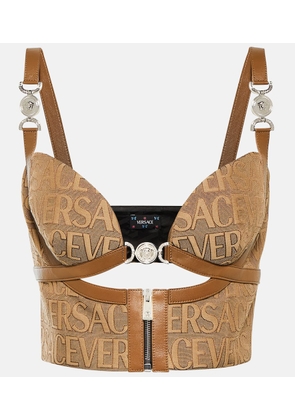 Versace Versace Allover leather-trimmed bustier