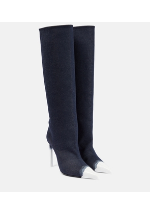 Tom Ford Bleached denim knee-high boots