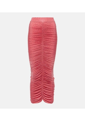 Alex Perry Embellished ruched jersey maxi skirt