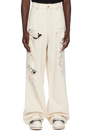 B1ARCHIVE Off-White Wide Leg 5 Pocket Jeans