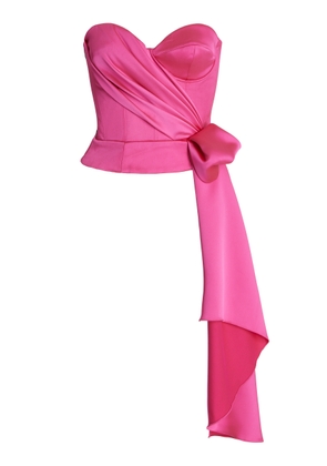 Halpern - Exclusive Draped Satin Bustier Top - Pink - FR 40 - Moda Operandi