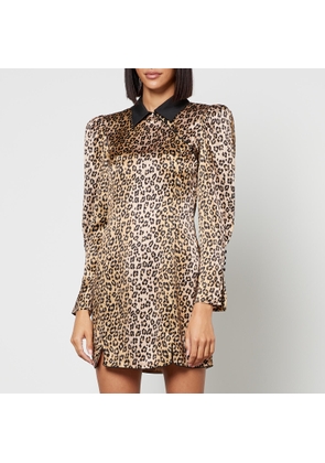 De La Vali Whiskey Leopard-Print Satin Mini Dress - UK 8