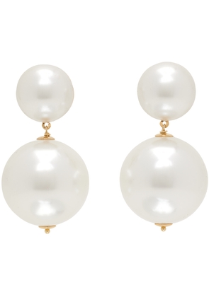 Numbering White & Gold Pearl #9122 Drop Earrings