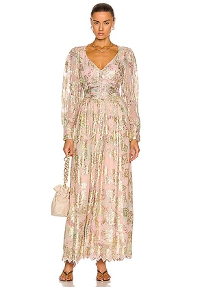 HEMANT AND NANDITA Nora Maxi Dress in Rose Pink - Blush. Size L (also in ).