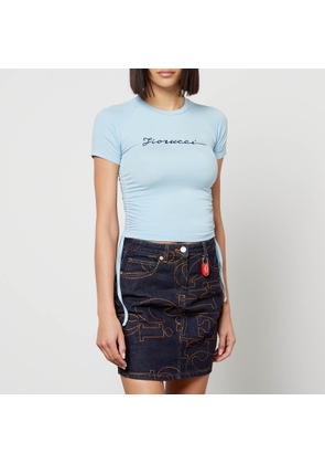 Fiorucci Ruched Logo-Embroidered Stretch-Modal T-Shirt - XS