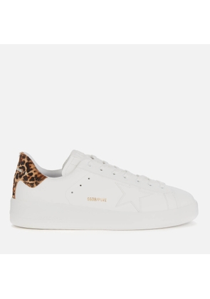 Golden Goose Men's Pure Star Leather Trainers - White/Brown Leopard - UK 9