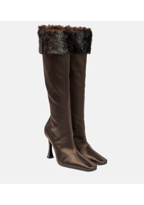 Magda Butrym Faux fur-trimmed satin knee-high boots