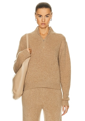 The Elder Statesman Half Zip Sweater in Camel - Tan. Size L (also in ).