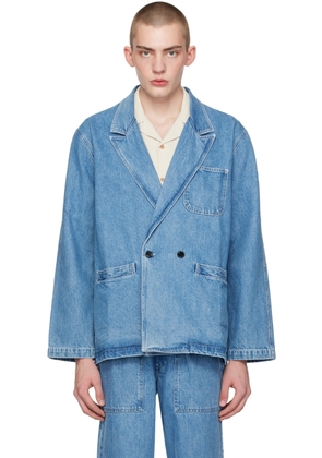 Noah Blue Double-Breasted Denim Jacket