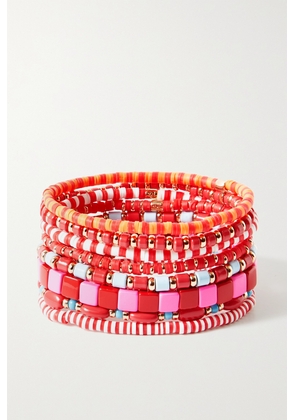 Roxanne Assoulin - Colour Therapy Set Of Eight Enamel And Gold-tone Bracelets - Red - One size