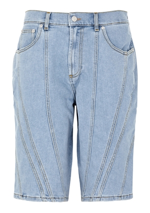 Mugler Panelled Denim Longline Shorts - Light Blue - 38 (UK10 / S)