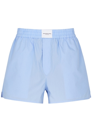 Alexanderwang. t Logo Cotton-poplin Shorts - Light Blue - M (UK12 / M)