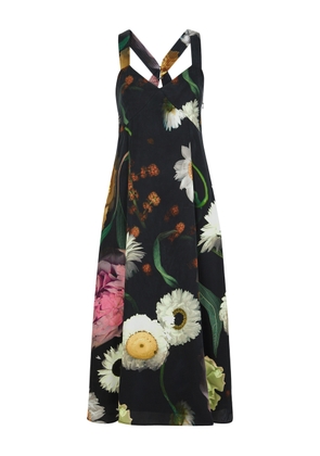 Stine Goya Jodie Floral-print Satin Midi Dress - Black - L (UK14 / L)