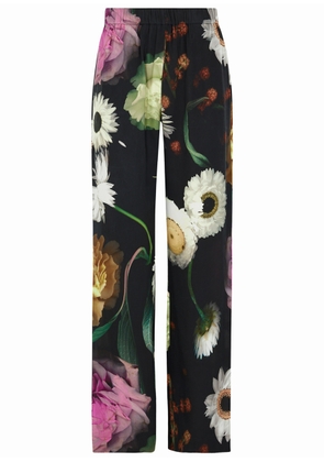 Stine Goya Fatou Floral-print Satin Trousers - Black - L (UK14 / L)