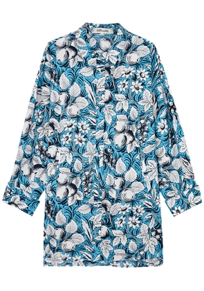 Diane Von Furstenberg Caleb Floral-print Stretch-cotton Shirt - Blue - XS (UK6 / XS)
