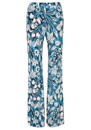 Diane Von Furstenberg Brooklyn Floral-print Jersey Trousers - Blue - XS (UK6 / XS)