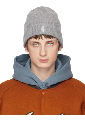 Sporty & Rich Gray Embroidered Beanie