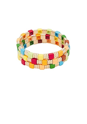 Roxanne Assoulin Sangria Bracelets Set Of 3 in Rainbow - Red. Size all.