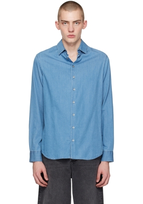 Giorgio Armani Blue Spread Collar Denim Shirt