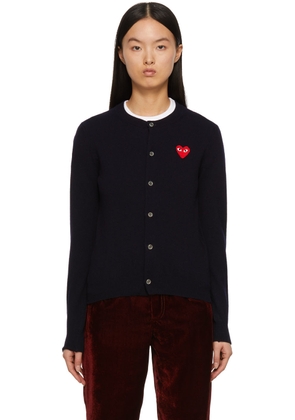 COMME des GARÇONS PLAY Navy & Red Heart Patch Cardigan