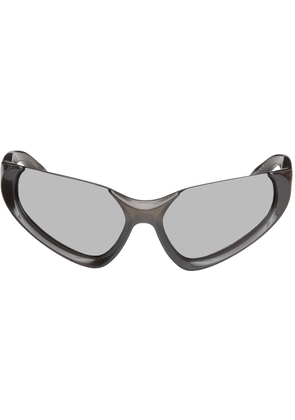 Balenciaga Gray Exaggerated Sport Goggle Sunglasses