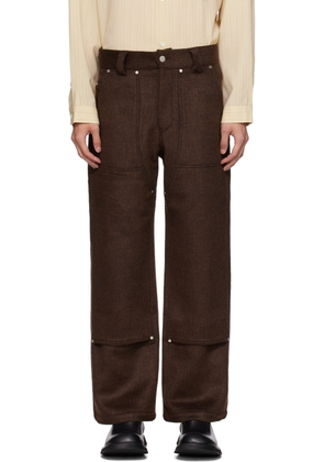 AFTER PRAY Brown Paneled Trousers