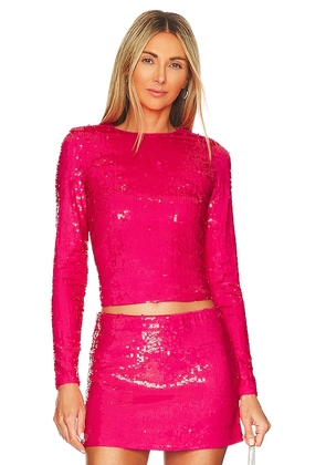 Alice + Olivia Delaina Embellished Top in Pink. Size XS.