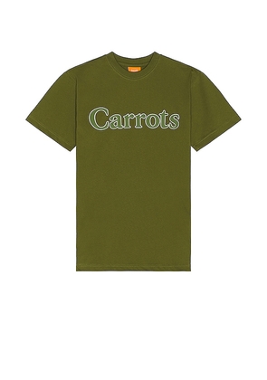 Carrots Wordmark T-shirt in Olive. Size S.