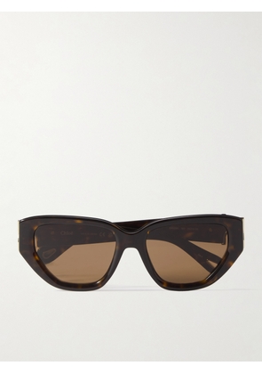 Chloé - Cat-eye Tortoiseshell Acetate And Gold-tone Metal Sunglasses - One size