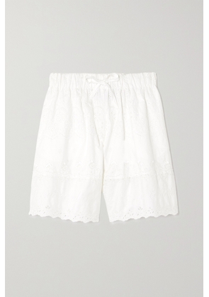 Simone Rocha - Scalloped Embroidered Broderie Anglaise Cotton-poplin Shorts - White - UK 4,UK 6,UK 8,UK 10