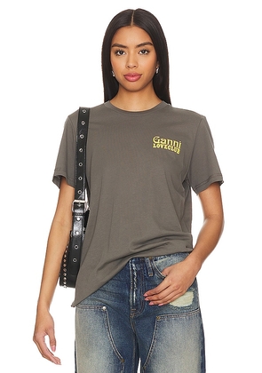 Ganni Loveclub Relaxed T-Shirt in Charcoal. Size XL, XS, XXS.
