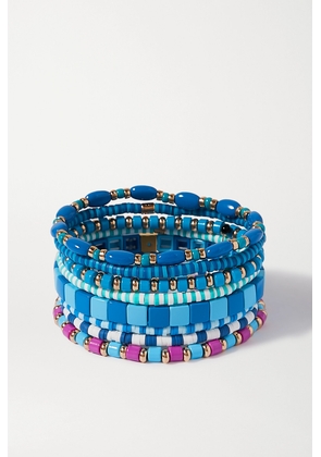 Roxanne Assoulin - Colour Therapy Set Of Eight Enamel And Gold-tone Bracelets - Blue - One size