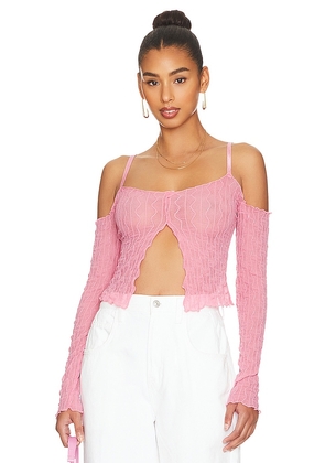 MORE TO COME Liliana Cold Shoulder Top in Pink. Size S.