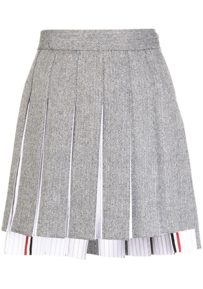 Thom Browne chevron-knit pleated skirt - Grey