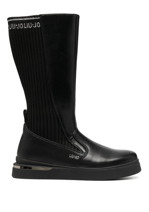 LIU JO elastic insert logo-jacquard boots - Black