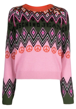 MOSCHINO JEANS patterned intarsia knit jumper - Pink