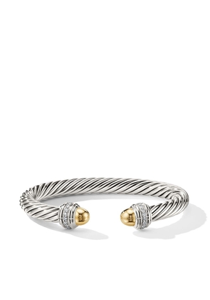 David Yurman 14kt yellow gold and sterling silver Cable Classics diamond bracelet