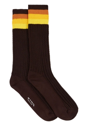 ETRO logo intarsia-knit striped socks - Brown