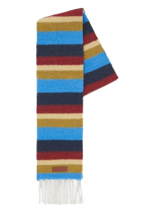 Marni logo-appliqué striped scarf - Blue