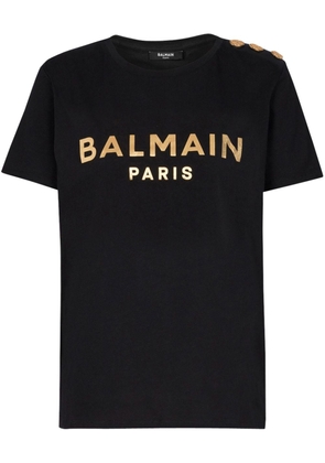 Balmain metallic-logo cotton T-shirt - Black
