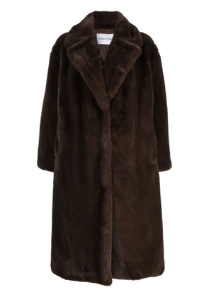 STAND STUDIO single-breasted faux-fur coat - Brown