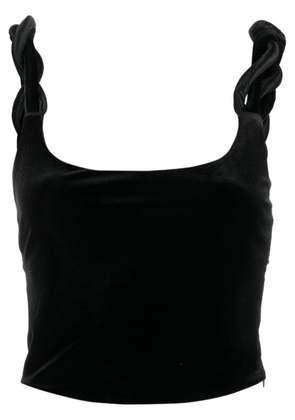 Emporio Armani twisted-straps velvet cropped top - Black