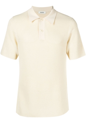 SANDRO waffle-knit polo shirt - Neutrals