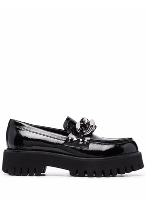Casadei patent leather lug-sole loafers - Black