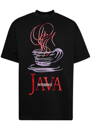 VETEMENTS x Java logo-embroidered cotton T-shirt - Black