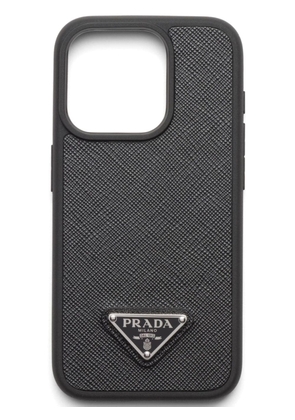Prada enamel-logo iPhone 15 Pro case - Black