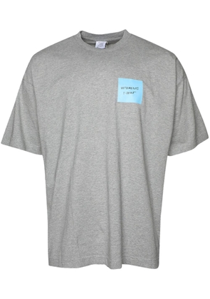 VETEMENTS Sticker-print cotton T-shirt - Grey